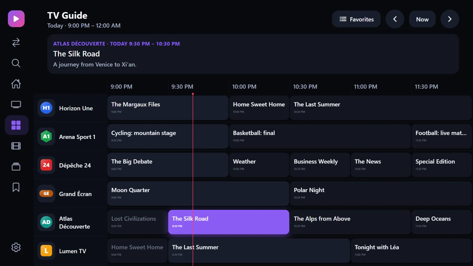 TV guide on a television