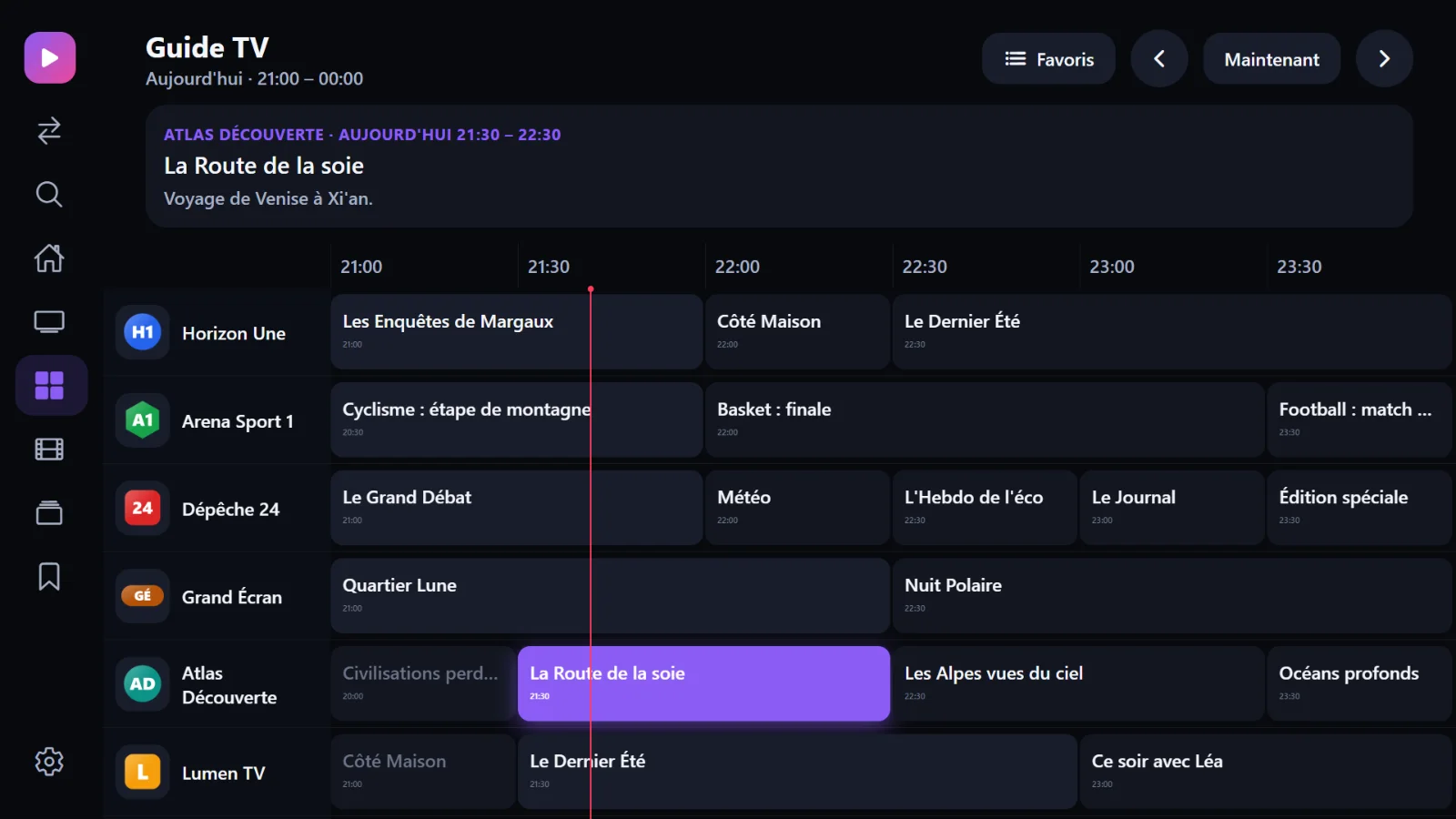 Guide TV sur un téléviseur
